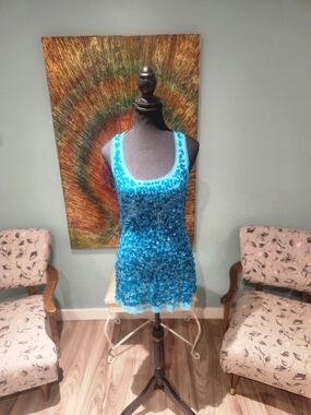 Nook Teal Sequin Tank Dress